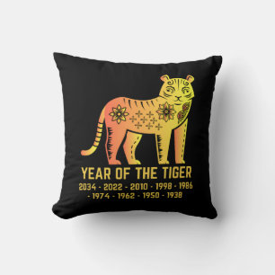 Goldenes Jahr des Tigerschwarzen Kissen