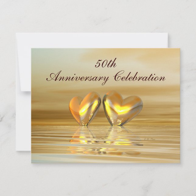 Goldenes Jahr Herz Einladung (Vorderseite)