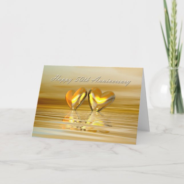 Goldenes Jahr Herz Karte (Vorderseite)