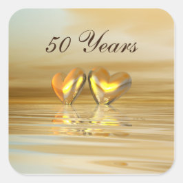 Goldenes Jahr Herz Quadratischer Aufkleber