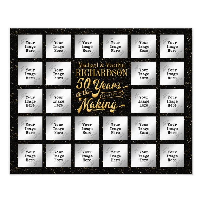 Goldenes Jubiläum 26 FotoCollage, Gold Confetti Fotodruck (Vorne)