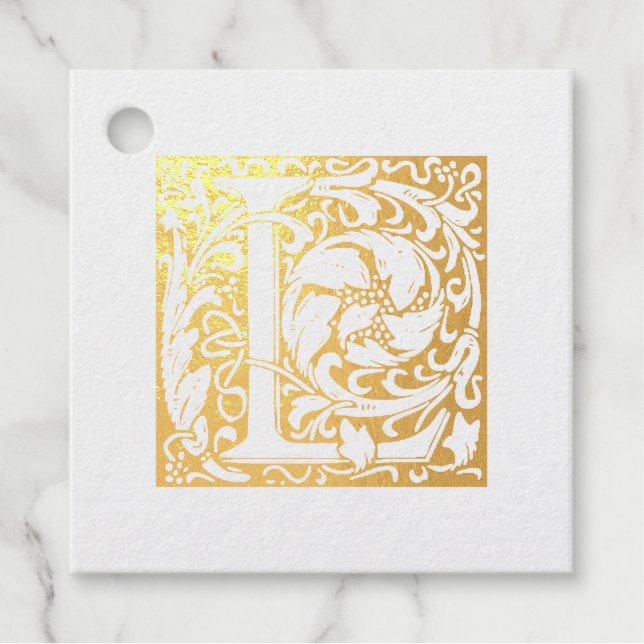 Goldenes Jubiläum beleuchteter Letter L Monogram Geschenkanhänger (Vorderseite)