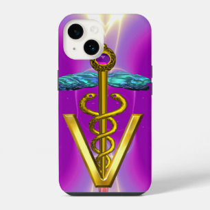 GOLDENES KADUZEUS-VETERINÄR-SYMBOL / Pink Fuchsie iPhone Hülle