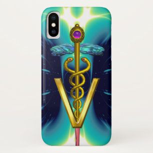 GOLDENES KADUZEUS-VETERINÄR-SYMBOL / Türkisblau Case-Mate iPhone Hülle