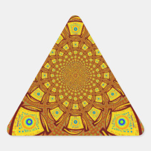 Goldenes Kaleidoskop-Kunstposter Dreieckiger Aufkleber