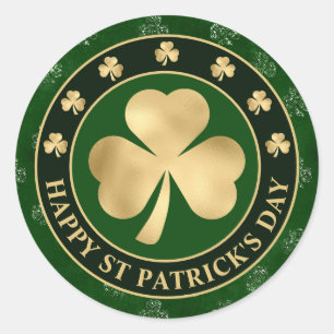 Goldenes keltisches Kleeblatt St. Patrick’s Tag Runder Aufkleber