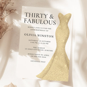 Goldenes Kleid Elegant Dreißig & Fabelhaft 30. Geb Einladung