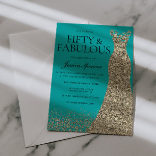Goldenes Kleid Eleganz 50 & Fabelhaft! 50. Geburts Einladung
