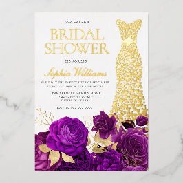 Goldenes Kleid Lila florales Brautparty Gold Folieneinladung