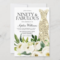 Goldenes Kleid Neunzig & Fabulous 90. Geburtstag