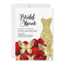 Goldenes Kleid Rote Rose Floral Brautparty