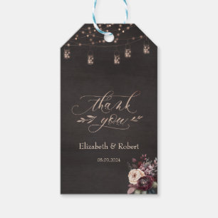 Goldenes Kleid Rustic String Lights Rosen Danke Geschenkanhänger