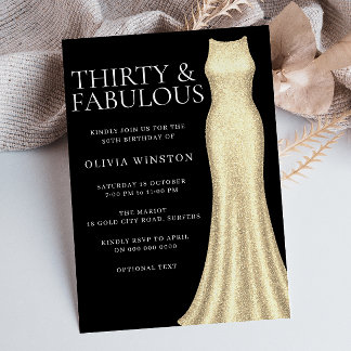 Goldenes Kleid & Schwarze Frauen 30. Geburtstag Einladung
