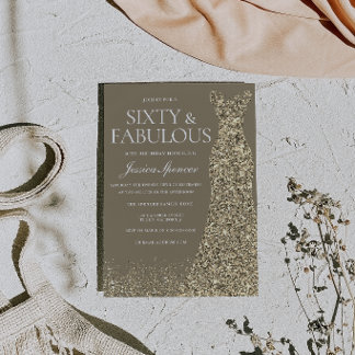Goldenes Kleid Sechzig & Fantastischer 60. Geburts Einladung