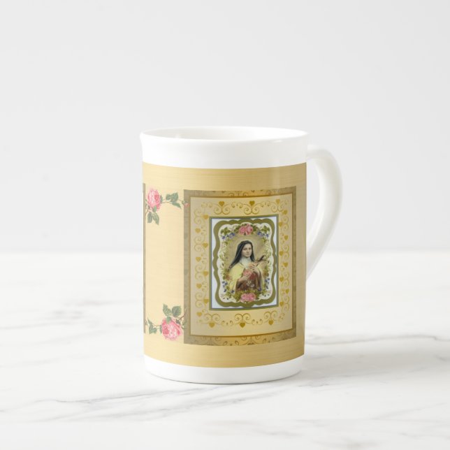 Goldenes Knochen-China-Tasse GESCHENK-EINZELTEIL Prozellantasse (Vorderseite Rechts)