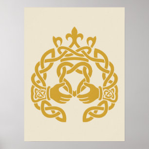 Goldenes Knotwork-Claddagh Poster