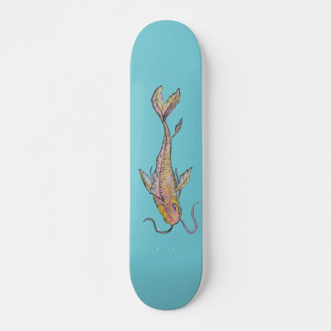 Goldenes Koi Aquarell-Skateboard Skateboard (Vorne)