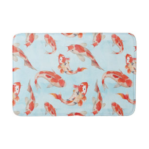 Goldenes Koi Karpfen-Fisch-Aquarell auf wässrigem Badematte