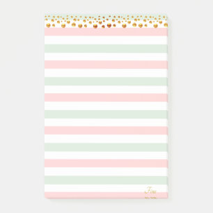 Goldenes Konfetti und Pastellfarben Personalisiert Post-it Klebezettel