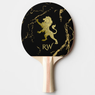 Goldenes königliches Löwenmonogramm Tischtennis Schläger