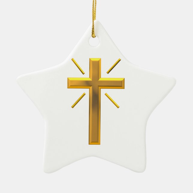 Goldenes Kreuz 4 Keramik Ornament (Vorne)