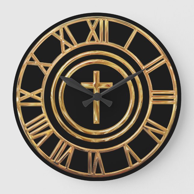 Goldenes Kreuz Große Wanduhr (Vorderseite)