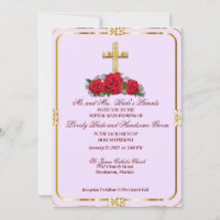 Goldenes Kreuz mit katholischen Rote Rosen