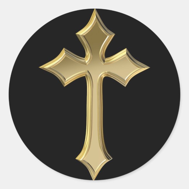 Goldenes Kreuz Runder Aufkleber (Vorderseite)