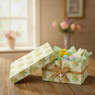 Goldenes Kreuz und rosa Rosen, individuelle Ostern Geschenkpapier