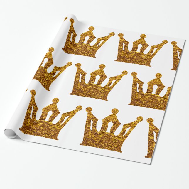 Goldenes Kronen-Packpapier Geschenkpapier (Ungerollt)