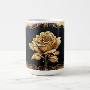 Goldenes künstlerisches Rosendesign mit aufwendige Kaffeetasse