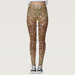 Goldenes Kupferglitzern Amber-Sequenzmuster Leggings