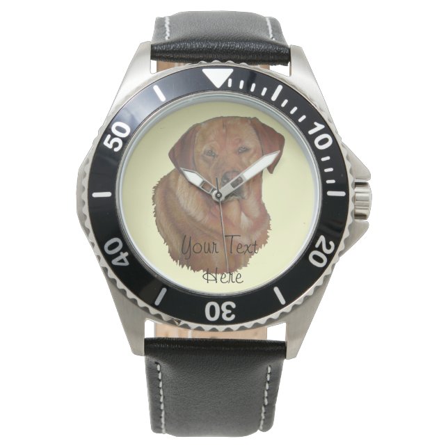 Goldenes Labrador-Hundportrait Originalrealistisch Armbanduhr (Vorderseite)