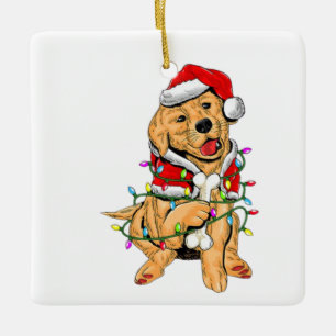 goldenes Labrador Retriever Weihnachtslicht Keramikornament
