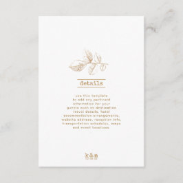 Goldenes Leaf Hochzeitsdetails 2 ID655 Begleitkarte