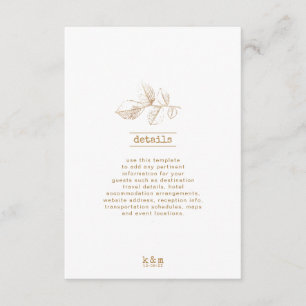 Goldenes Leaf Hochzeitsdetails 2 ID655 Begleitkarte