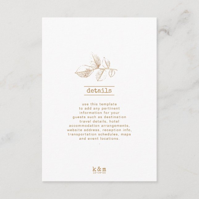 Goldenes Leaf Hochzeitsdetails 2 ID655 Begleitkarte (Vorderseite)