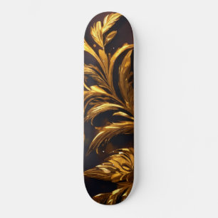 Goldenes Leaf-Muster Skateboard: Natur trifft Luxu Skateboard
