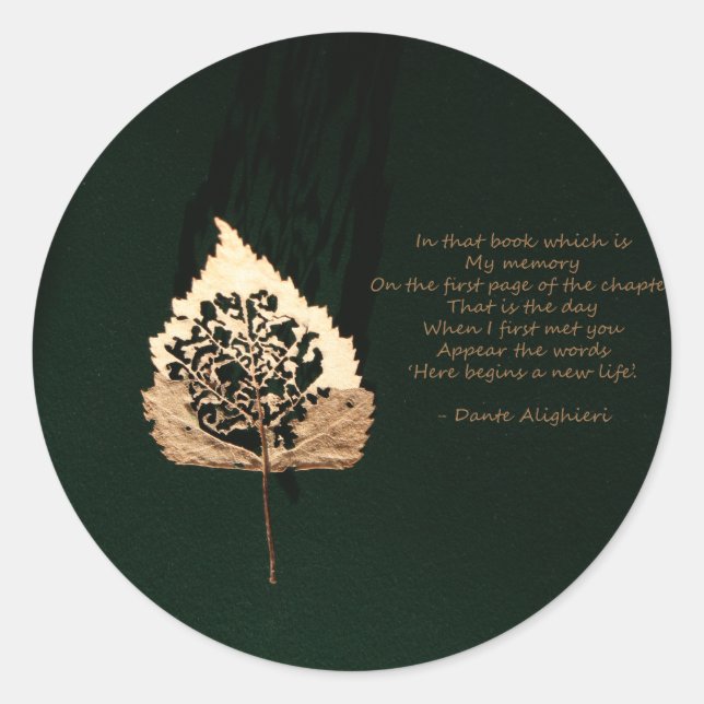 Goldenes Leaf Runder Aufkleber (Vorderseite)