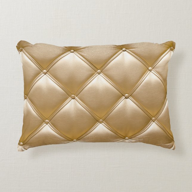 Goldenes Leder Upholsterie Dekokissen (Vorderseite)
