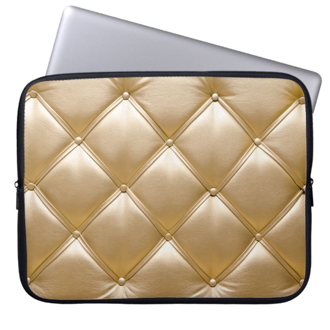Goldenes Leder Upholsterie Laptopschutzhülle (Vorderseite)