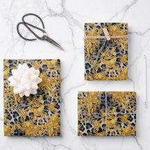 Goldenes Leopard-Wrapping Paper