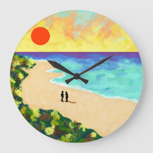 Goldenes Licht Große Wanduhr