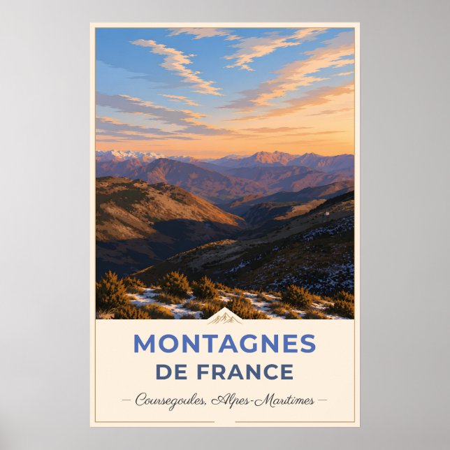 Goldenes Licht über den französischen Alpen – Cour Poster (Vorne)