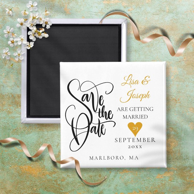 Goldenes Liebe Herz Save the Date Magnet (Von Creator hochgeladen)