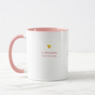 goldenes Liebe mit Namen und Text auf rosa Tasse