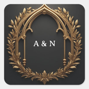 Goldenes Lorbeer-Emblem ✨ Quadratischer Aufkleber