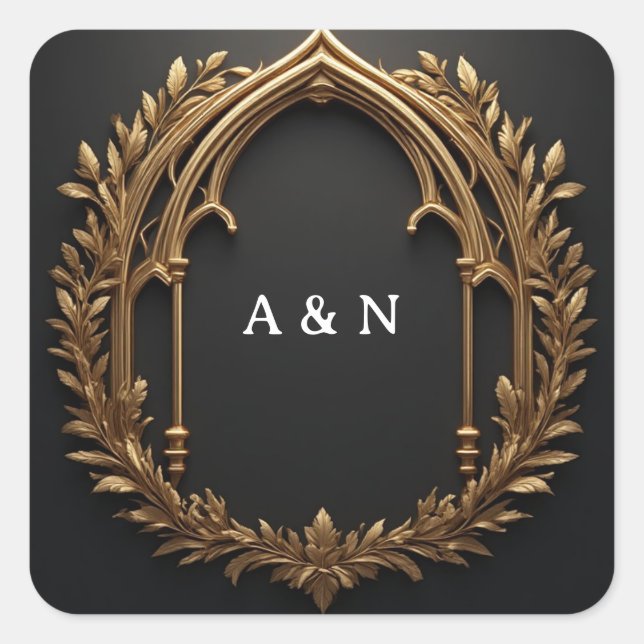 Goldenes Lorbeer-Emblem ✨ Quadratischer Aufkleber (Vorderseite)