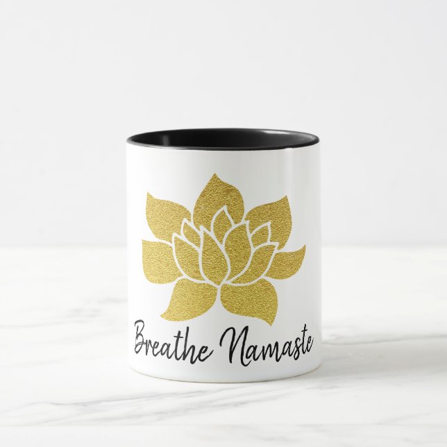 *~* goldenes Lotus atmen Namaste GoldLotus-Yoga Tasse (Zentrum)
