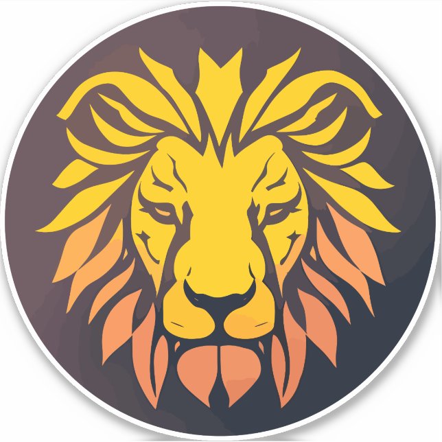 goldenes Löwenkopfemblem Aufkleber (Vorderseite)